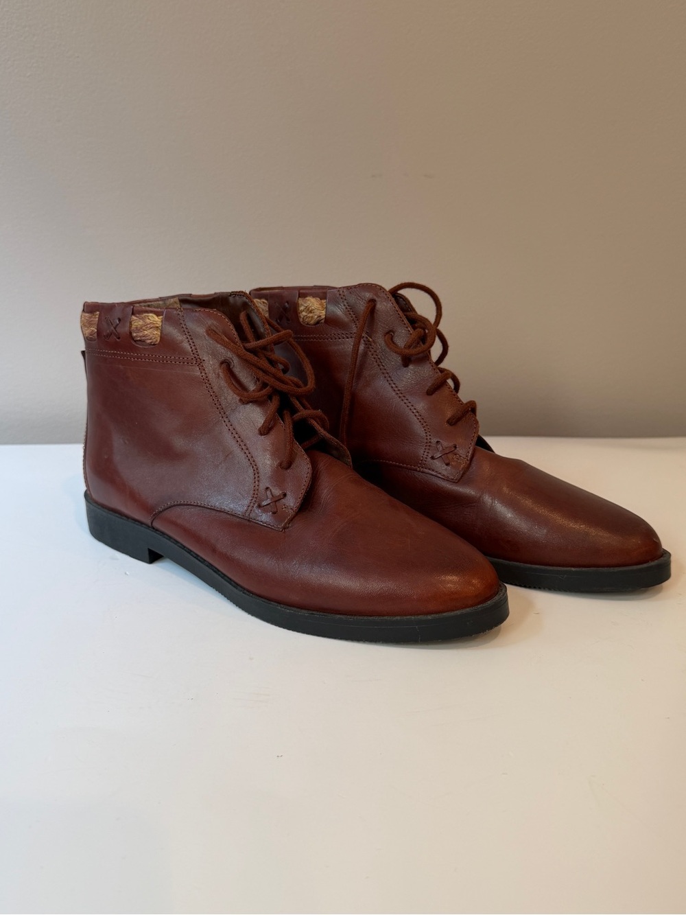 Vintage Ferrazzoli Brown Leather Granny Ankle Boots US 9 Euro 39 Made in Brazil